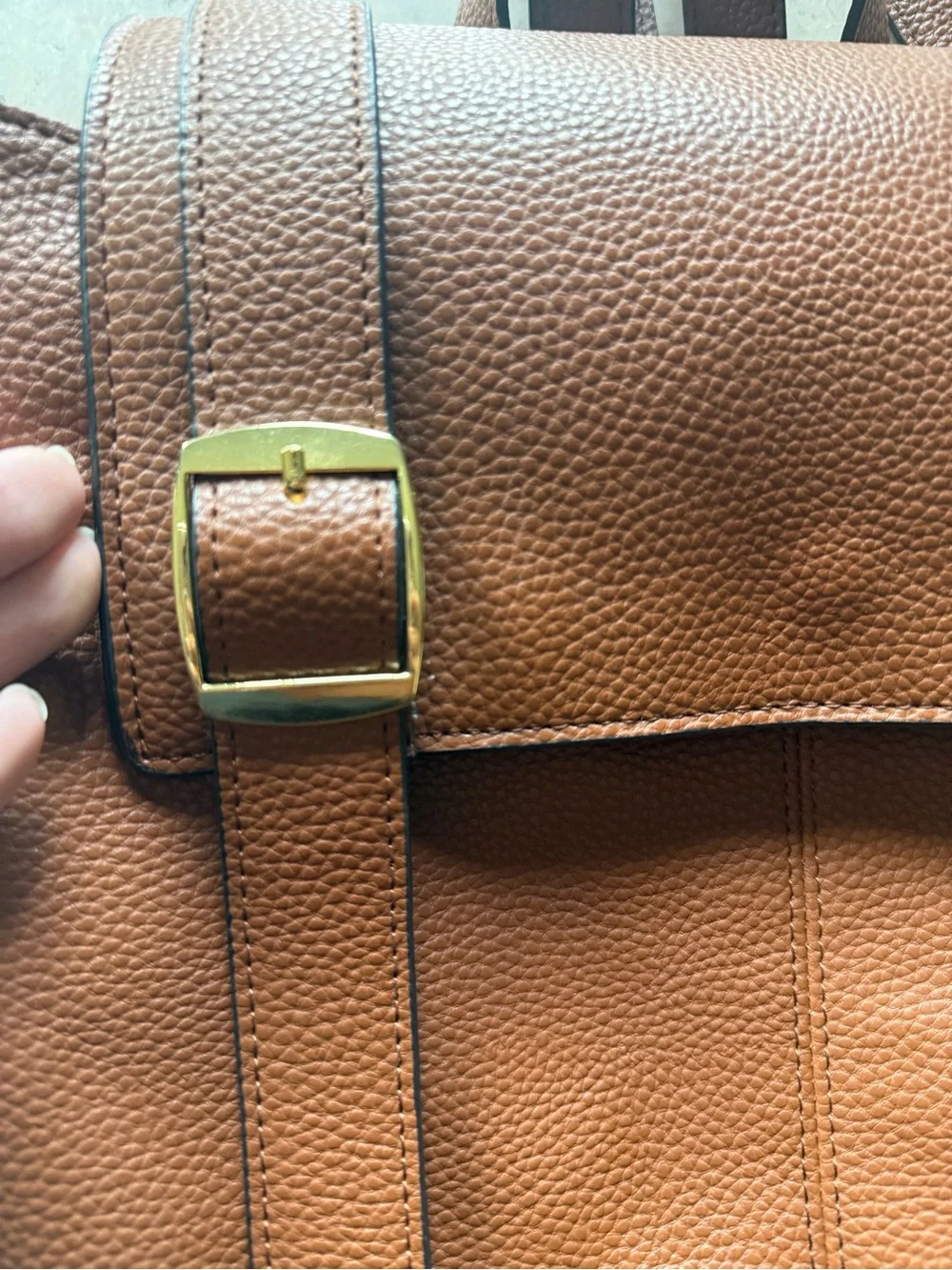 Steve Madden Tan Pebbled Leather Backpack with Gold Hardware